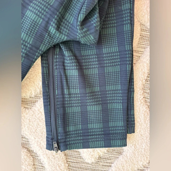BetaBrand Skinny Leg Pencil Yoga Pants Teal Tartan Sz LP - Picture 3 of 5